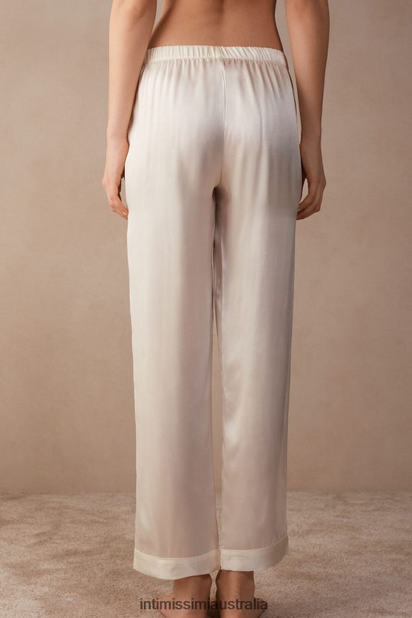 Intimissimi Women 2127-Powder White Apparel 0RJT481669 Silk Satin Trousers