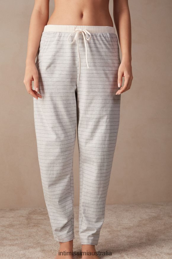 Intimissimi Women 224J-Grey Melange/Vanilla Beige Stripe Apparel 0RJT481563 Casual Sunday Trousers