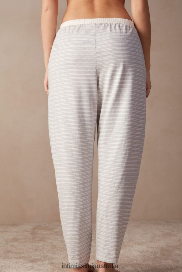 Intimissimi Women 224J-Grey Melange/Vanilla Beige Stripe Apparel 0RJT481563 Casual Sunday Trousers