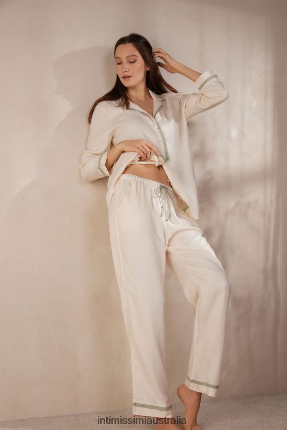 Intimissimi Women 230J-Vanilla Ivory Melange Apparel 0RJT481568 Lost in Fields Full-Length Plain-Weave Modal Trousers