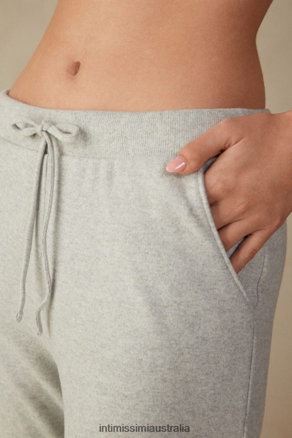 Intimissimi Women 5349-Grey Melange Apparel 0RJT481599 Warm Cuddles Full-Length Trousers with Cuffed Ankles