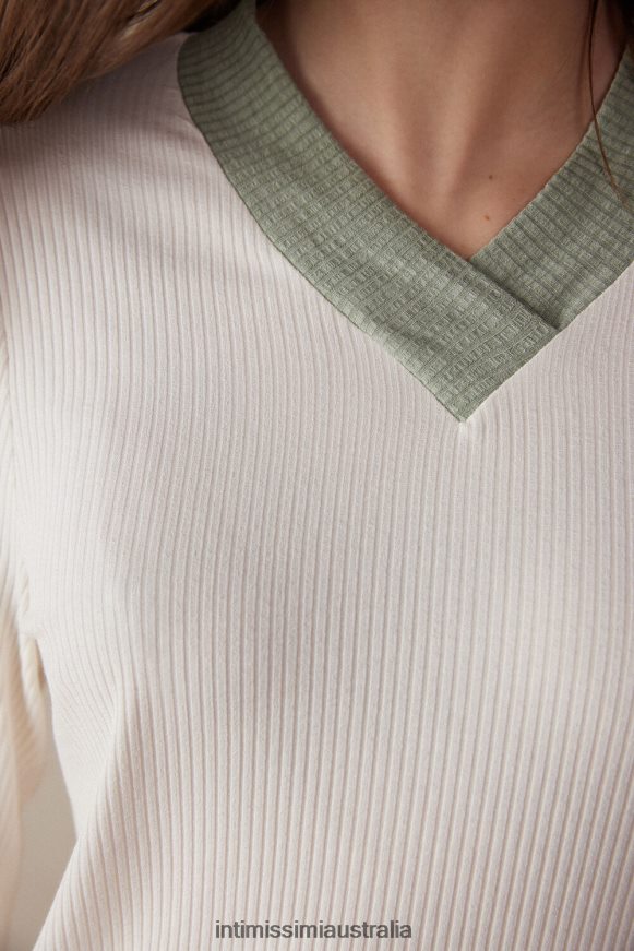 Intimissimi Women 612I-Vanilla Ivory Apparel 0RJT481565 Lost in Fields V-neck Modal Top