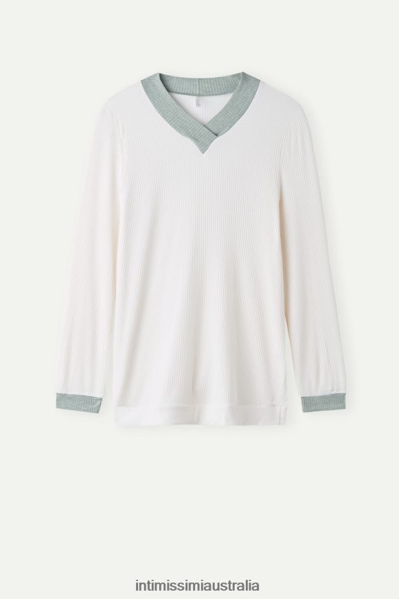 Intimissimi Women 612I-Vanilla Ivory Apparel 0RJT481565 Lost in Fields V-neck Modal Top