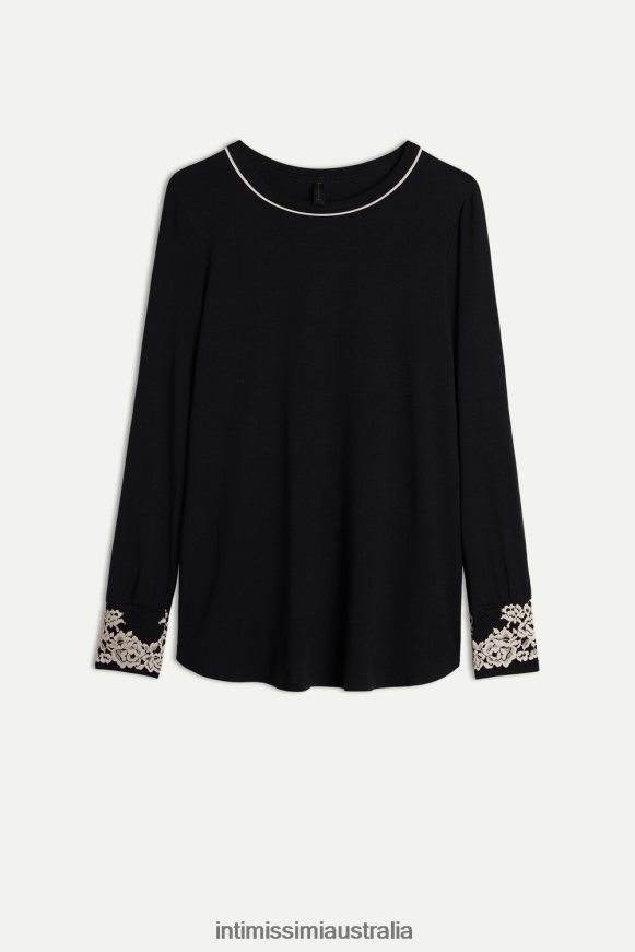 Intimissimi Women 9887-Black/Ivory Apparel 0RJT481656 Pretty Flowers Modal Top
