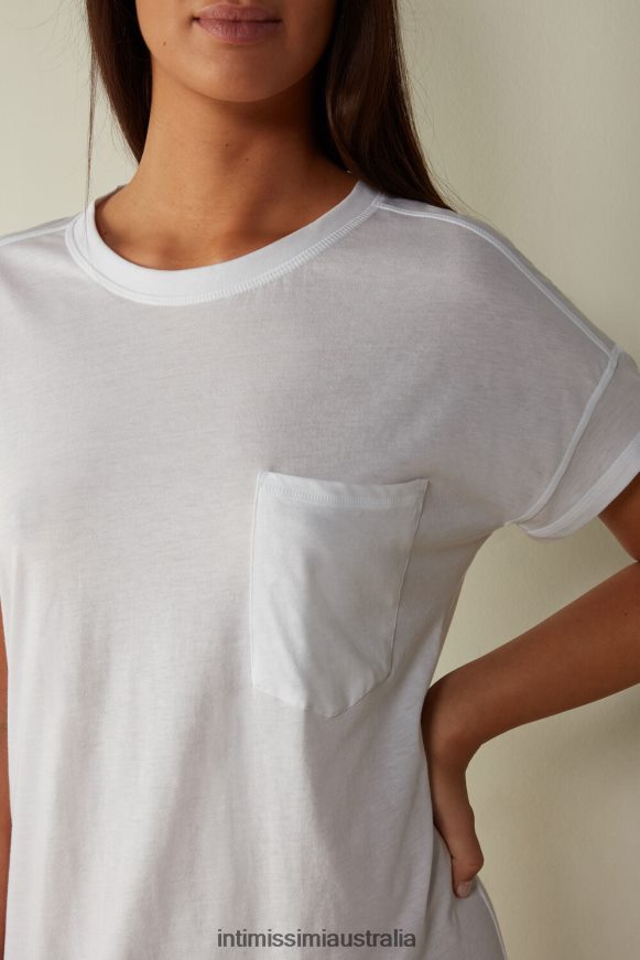 Intimissimi Women 001-White Apparel 0RJT481662 Ultrafresh Supima Cotton Nightdress