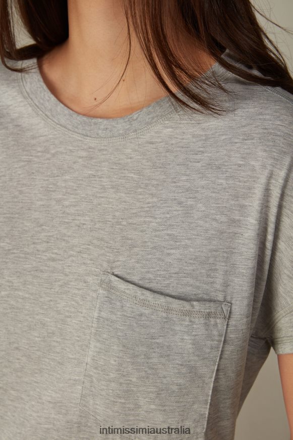 Intimissimi Women 031-Light Grey Melange Apparel 0RJT481663 Ultrafresh Supima Cotton Nightdress