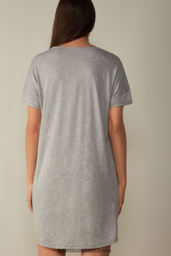 Intimissimi Women 031-Light Grey Melange Apparel 0RJT481663 Ultrafresh Supima Cotton Nightdress