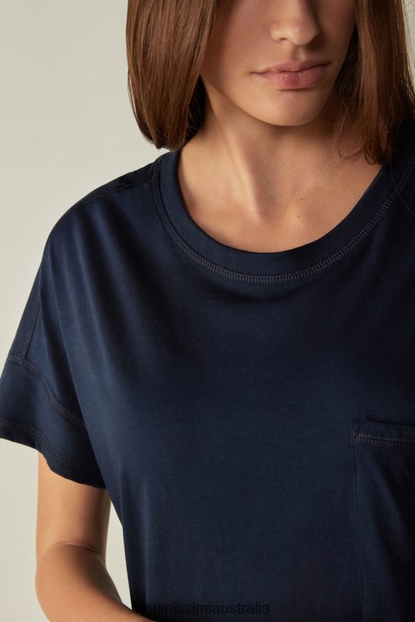 Intimissimi Women 1467-Intense Blue Apparel 0RJT481658 Ultrafresh Supima Cotton Nightdress