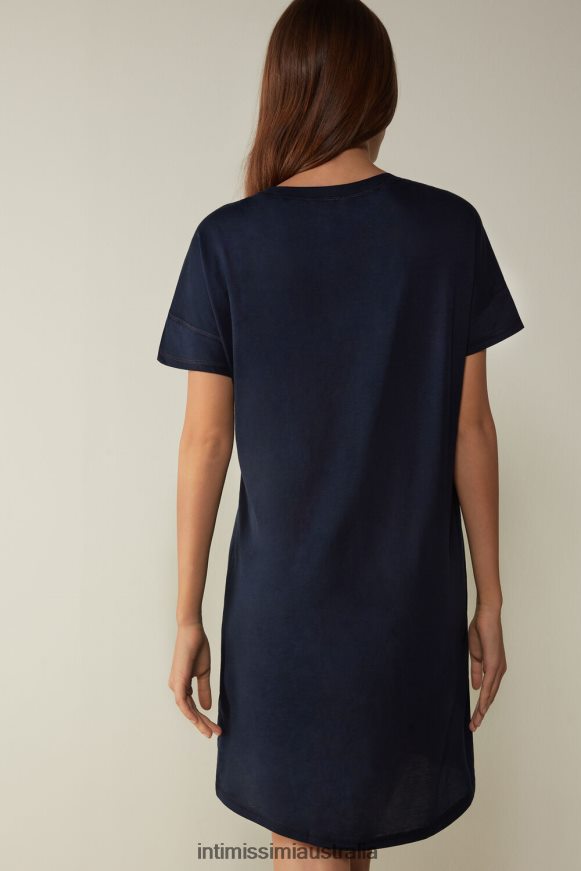 Intimissimi Women 1467-Intense Blue Apparel 0RJT481658 Ultrafresh Supima Cotton Nightdress