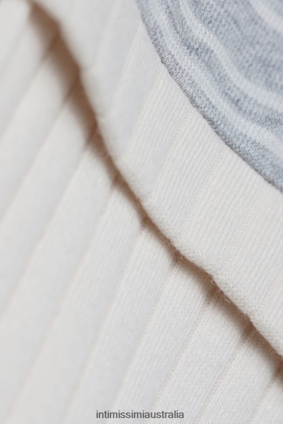 Intimissimi Women 224J-Grey Melange/Vanilla Beige Stripe Apparel 0RJT481561 Casual Sunday Long-Sleeved Nightdress