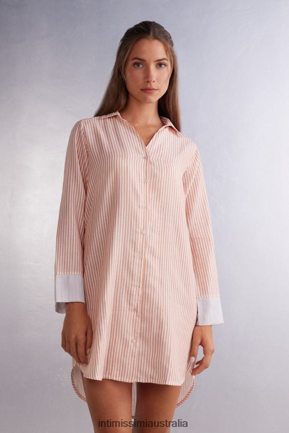 Intimissimi Women 350J-Rust Stripes Apparel 0RJT481493 Neverending Summer Button-Up Nightdress