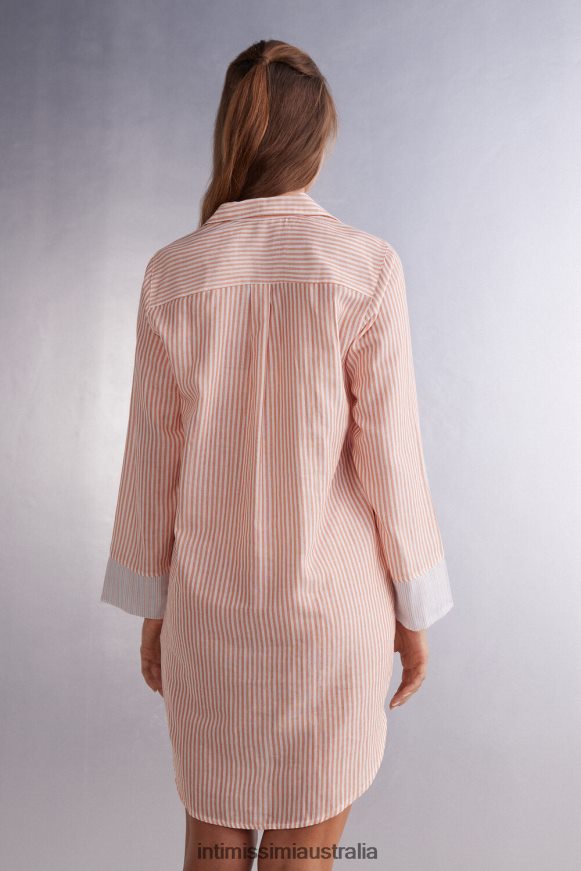 Intimissimi Women 350J-Rust Stripes Apparel 0RJT481493 Neverending Summer Button-Up Nightdress