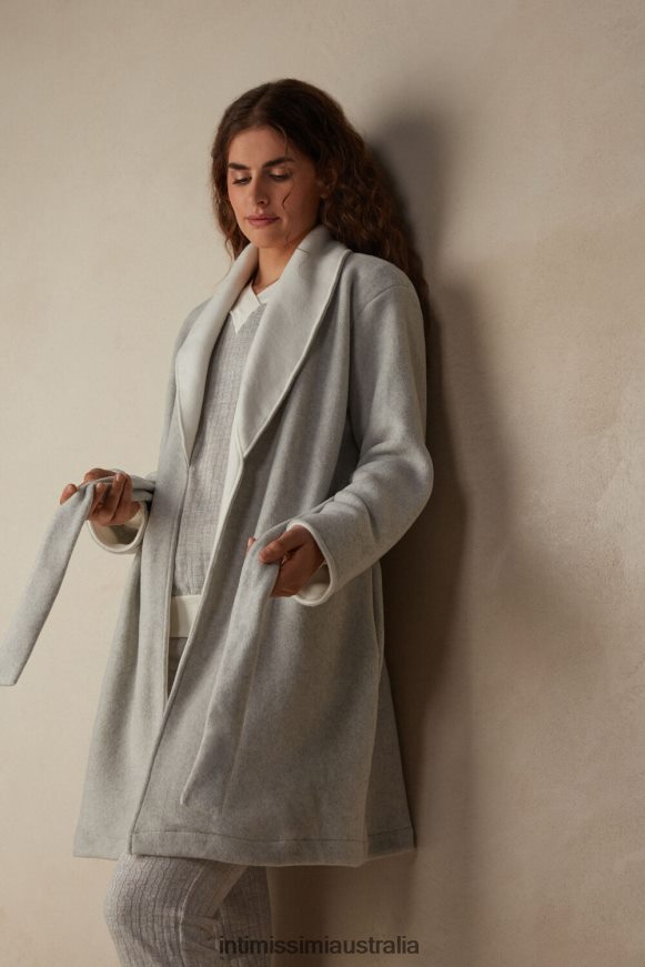 Intimissimi Women 153J-Grey Melange/Cream Apparel 0RJT481578 Warm Cuddles Dressing Gown