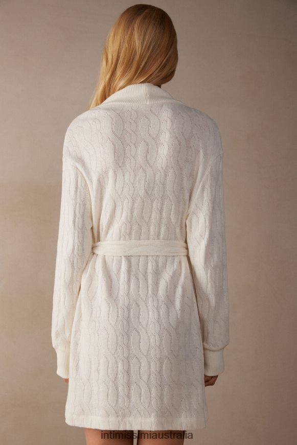 Intimissimi Women 232J-Powder White Apparel 0RJT481567 Lost in Fields Cable-Knit Dressing Gown
