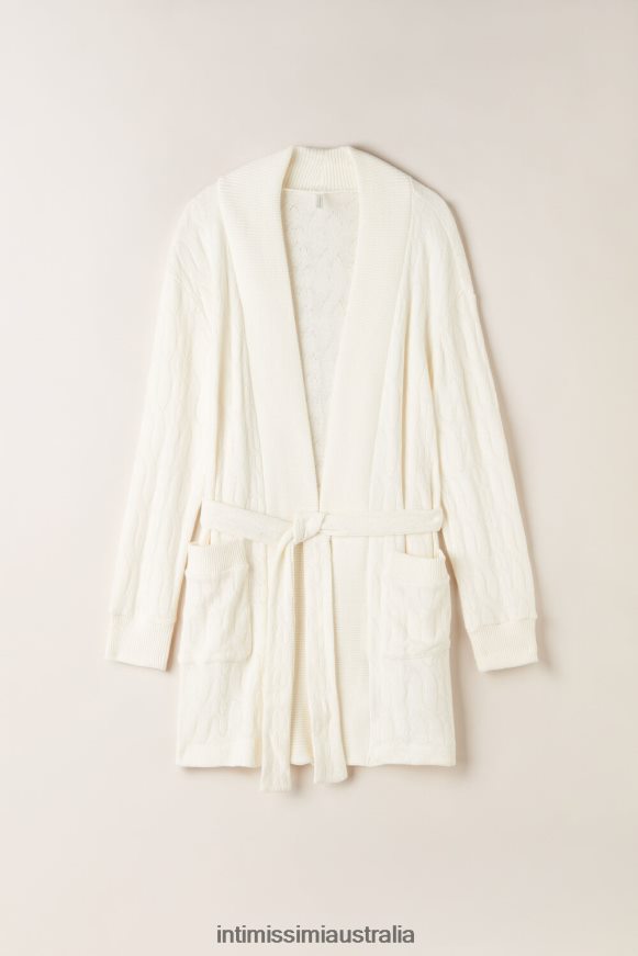 Intimissimi Women 232J-Powder White Apparel 0RJT481567 Lost in Fields Cable-Knit Dressing Gown
