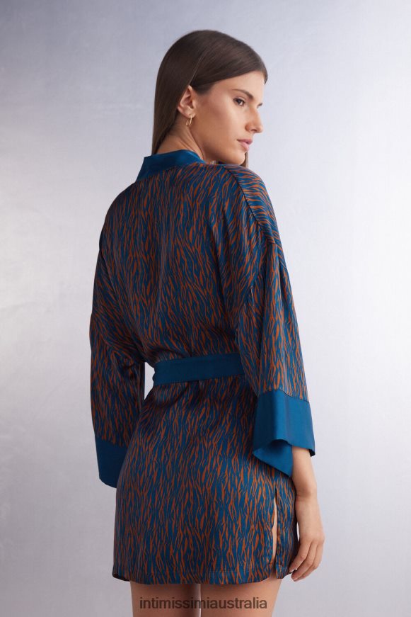 Intimissimi Women 351J-St.Go Animalier Lightcinn/Blue Apparel 0RJT481490 Go Animalier Viscose Satin Kimono