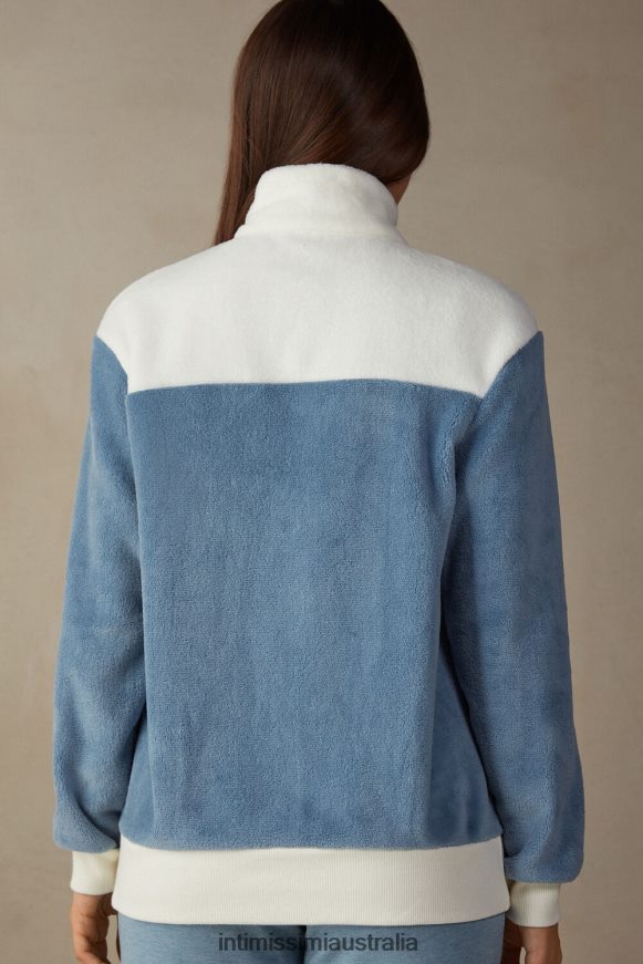 Intimissimi Women 5878-Bianco Apparel 0RJT481597 Colour Block Fleece Bomber