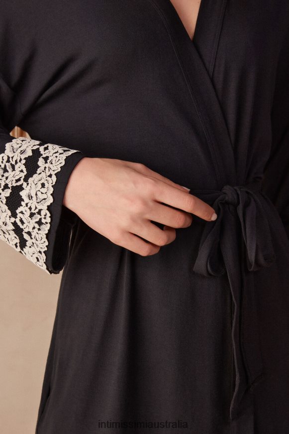 Intimissimi Women 9887-Black/Ivory Apparel 0RJT481644 Pretty Flowers Modal Negligee