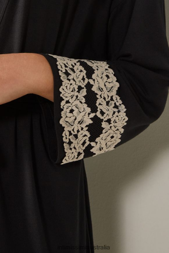 Intimissimi Women 9887-Black/Ivory Apparel 0RJT481644 Pretty Flowers Modal Negligee