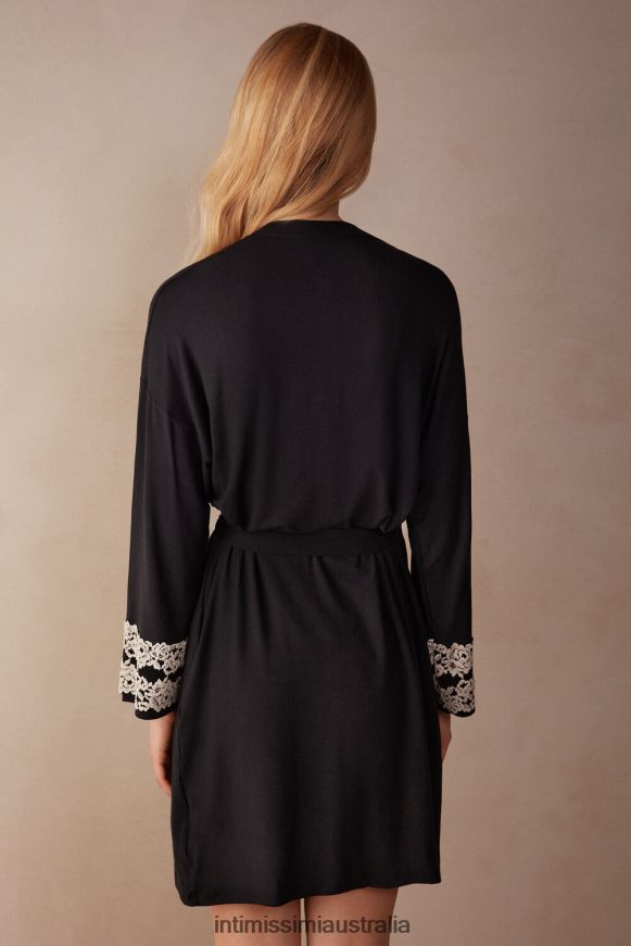 Intimissimi Women 9887-Black/Ivory Apparel 0RJT481644 Pretty Flowers Modal Negligee