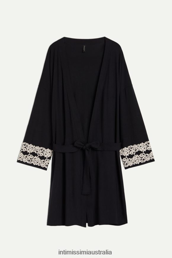 Intimissimi Women 9887-Black/Ivory Apparel 0RJT481644 Pretty Flowers Modal Negligee