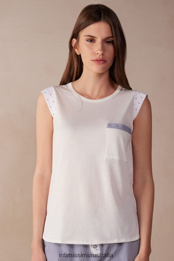 Intimissimi Women 2127-Powder White Apparel 0RJT481509 Santorini View Ultrafresh Supima Cotton Vest Top