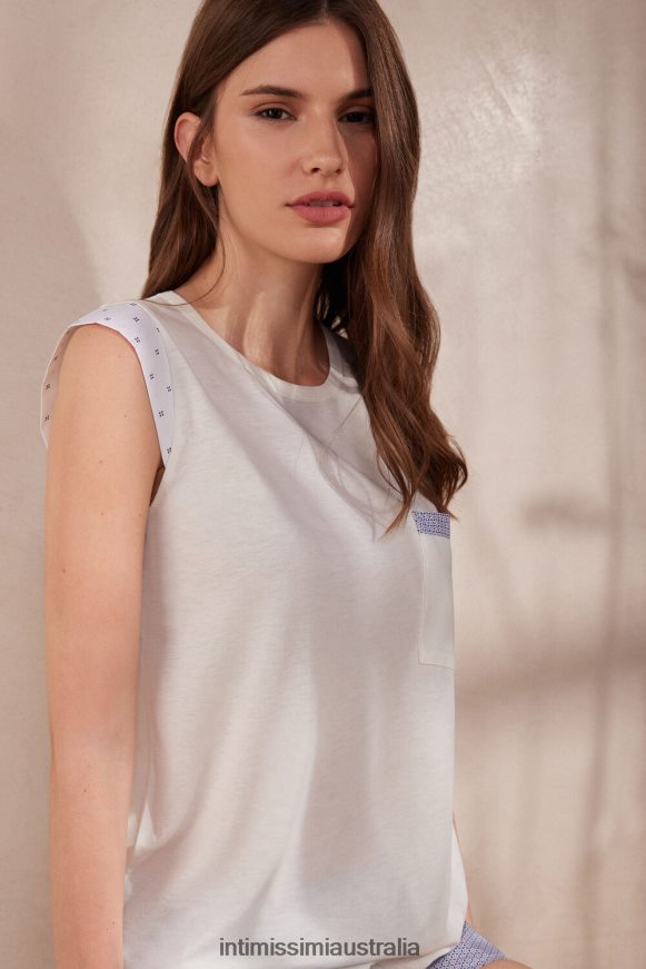 Intimissimi Women 2127-Powder White Apparel 0RJT481509 Santorini View Ultrafresh Supima Cotton Vest Top