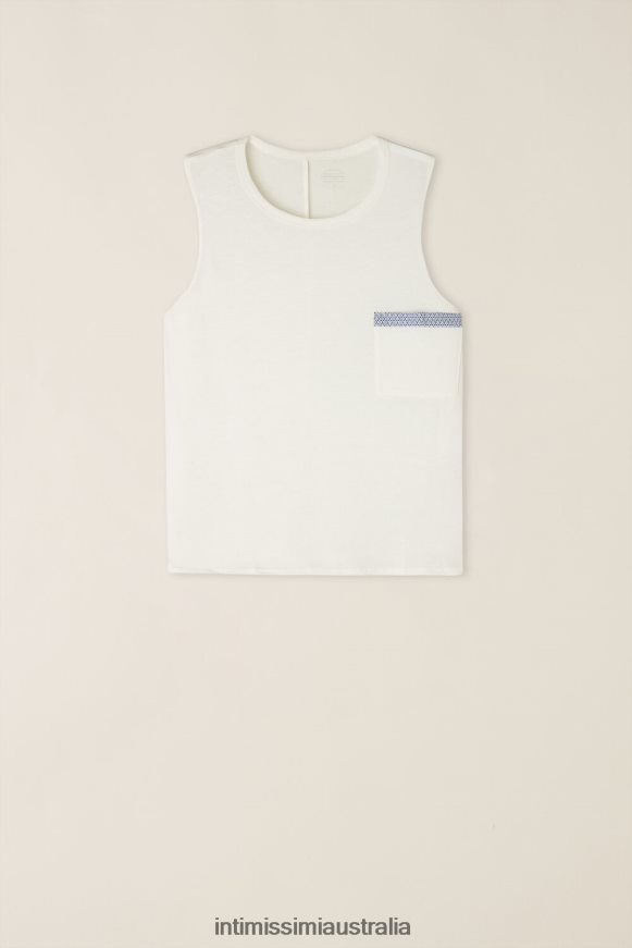 Intimissimi Women 2127-Powder White Apparel 0RJT481509 Santorini View Ultrafresh Supima Cotton Vest Top
