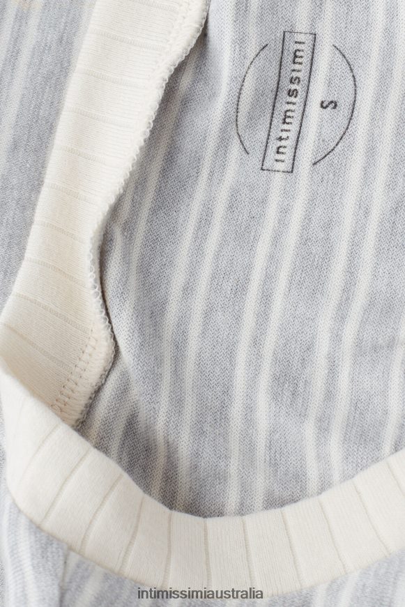 Intimissimi Women 224J-Grey Melange/Vanilla Beige Stripe Apparel 0RJT481560 Casual Sunday Short-Sleeved Top