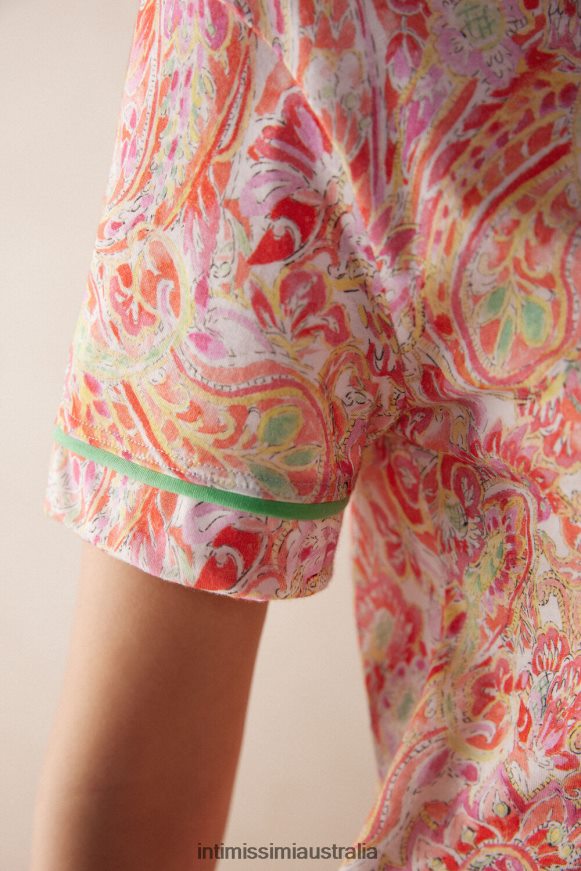 Intimissimi Women 240J-Summer Cashmere Print Apparel 0RJT481511 Summer Journey Short-Sleeved Ultrafresh Supima Cotton Top