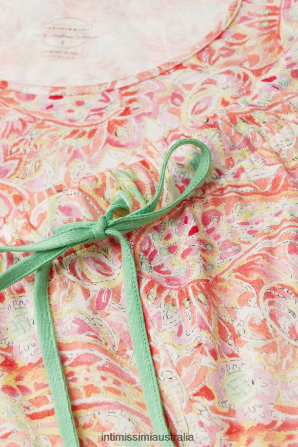 Intimissimi Women 240J-Summer Cashmere Print Apparel 0RJT481511 Summer Journey Short-Sleeved Ultrafresh Supima Cotton Top