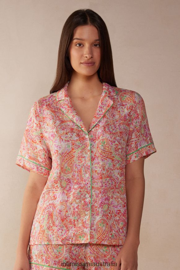 Intimissimi Women 240J-Summer Cashmere Print Apparel 0RJT481512 Summer Journey Short-Sleeved Linen Shirt