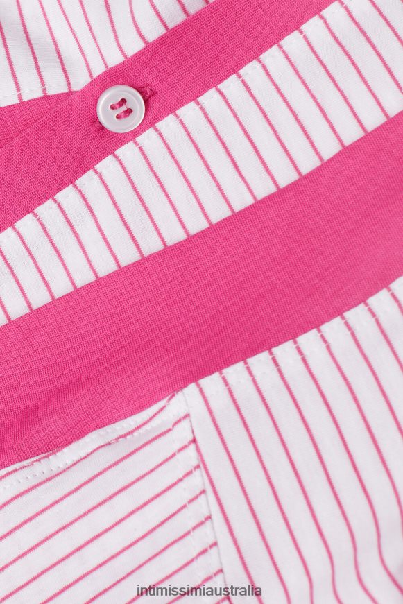 Intimissimi Women 247J-Pink Valentine Stripe Apparel 0RJT481539 Strawberry Milkshake Short-Sleeved Ultrafresh Supima Cotton Shirt
