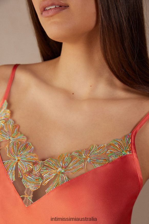 Intimissimi Women 249J-Coral Red Apparel 0RJT481281 Candy Colors Silk Top