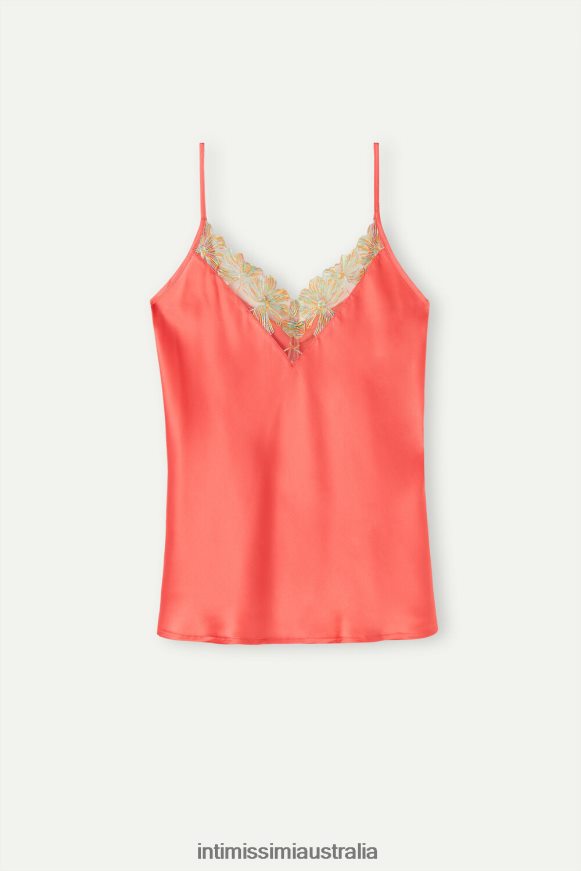 Intimissimi Women 249J-Coral Red Apparel 0RJT481281 Candy Colors Silk Top