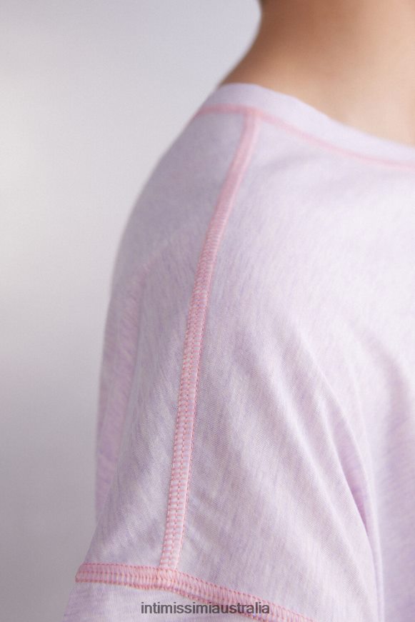 Intimissimi Women 3059-Bianco Apparel 0RJT481517 Iris and Apricot Short-Sleeved Ultrafresh Supima Cotton Top