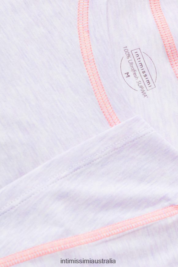 Intimissimi Women 3059-Bianco Apparel 0RJT481517 Iris and Apricot Short-Sleeved Ultrafresh Supima Cotton Top