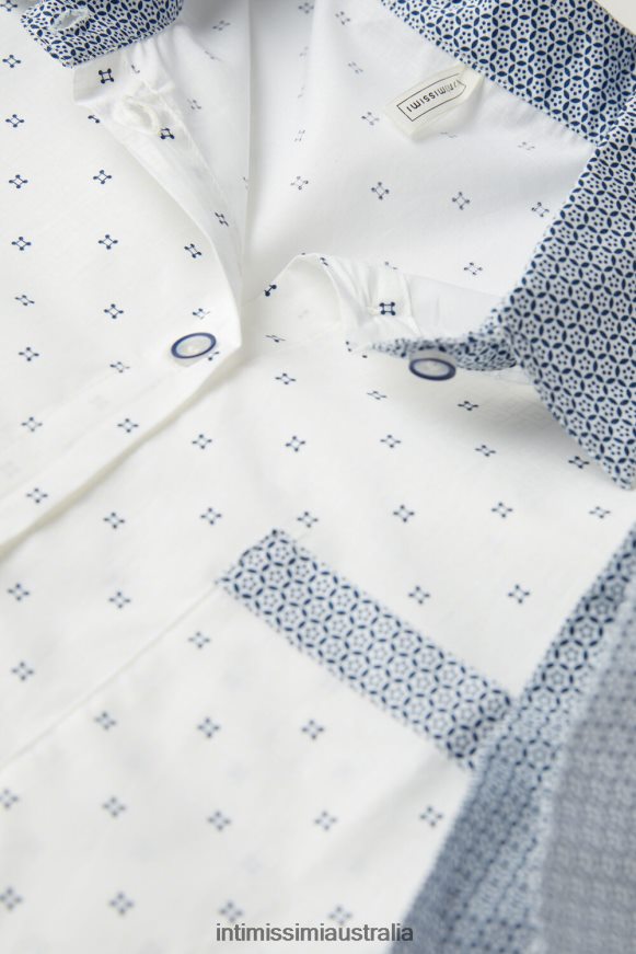 Intimissimi Women 317J-Santorini-Print Powder White Apparel 0RJT481507 Santorini View Short-Sleeved Cotton Shirt