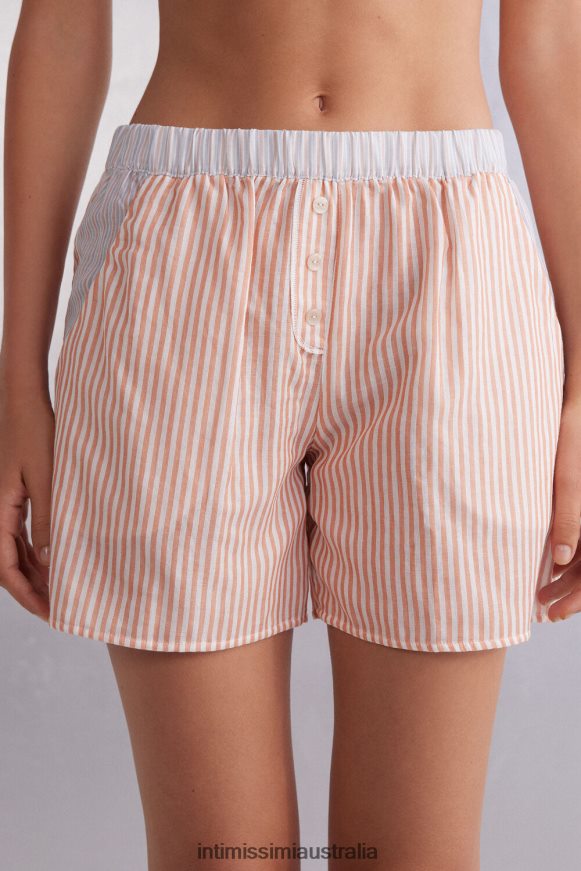Intimissimi Women 350J-Rust Stripes Apparel 0RJT481494 Neverending Summer Cotton Canvas Shorts