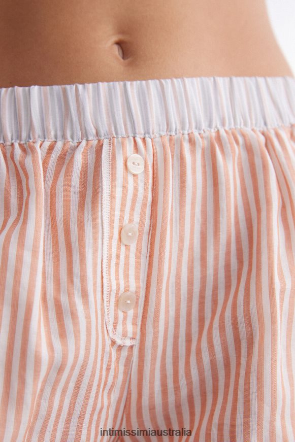 Intimissimi Women 350J-Rust Stripes Apparel 0RJT481494 Neverending Summer Cotton Canvas Shorts