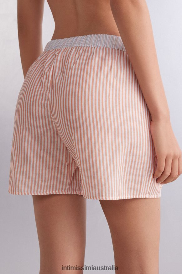 Intimissimi Women 350J-Rust Stripes Apparel 0RJT481494 Neverending Summer Cotton Canvas Shorts