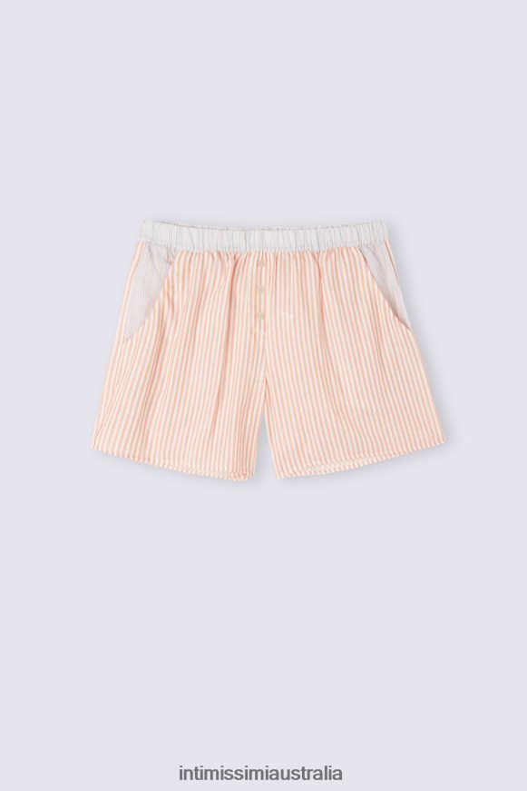 Intimissimi Women 350J-Rust Stripes Apparel 0RJT481494 Neverending Summer Cotton Canvas Shorts