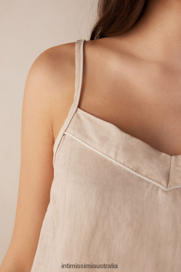 Intimissimi Women 913I-Beige Rope Apparel 0RJT481284 Yacht Night Linen Top