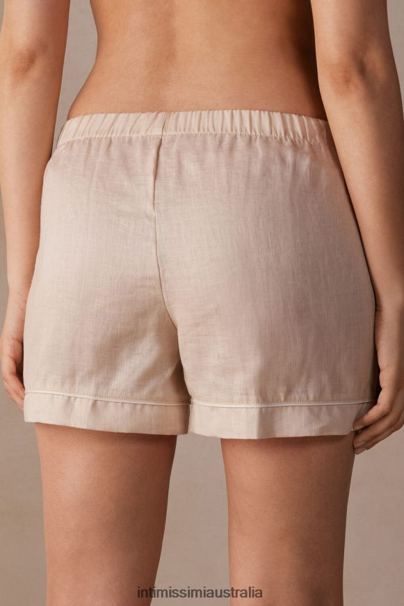 Intimissimi Women 913I-Beige Rope Apparel 0RJT481524 Yacht Night Linen Shorts