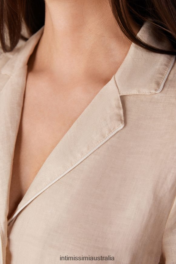 Intimissimi Women 913I-Beige Rope Apparel 0RJT481530 Yacht Night Short-Sleeved Shirt