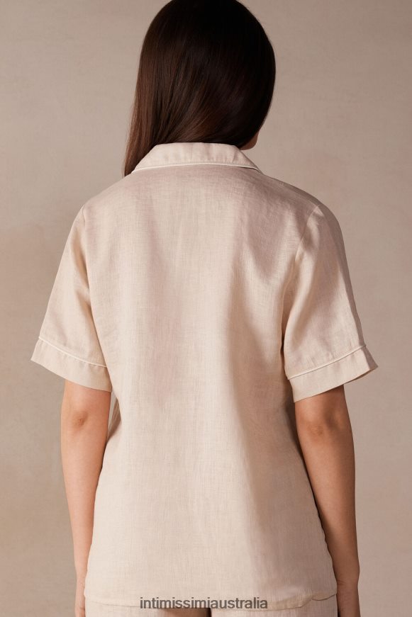 Intimissimi Women 913I-Beige Rope Apparel 0RJT481530 Yacht Night Short-Sleeved Shirt