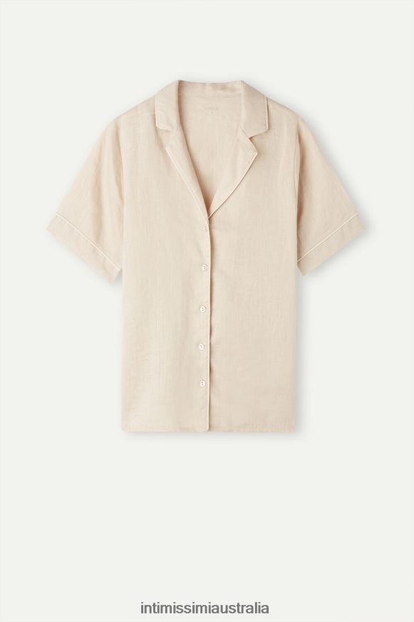 Intimissimi Women 913I-Beige Rope Apparel 0RJT481530 Yacht Night Short-Sleeved Shirt