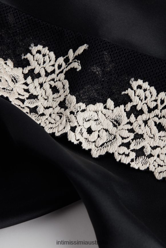 Intimissimi Women 9887-Black/Ivory Apparel 0RJT481416 Pretty Flowers Silk Top with Spaghetti Straps