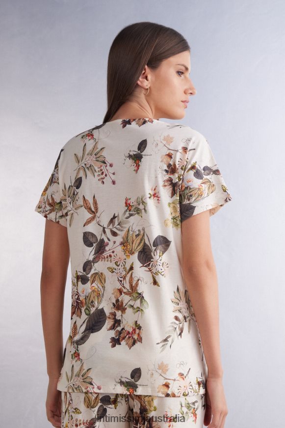 Intimissimi Women 999I-St.Autumn Botanics Apparel 0RJT481505 Autumn Botanic Short-Sleeved Ultrafresh Supima Cotton Top