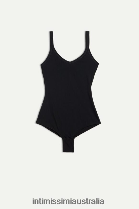 Intimissimi Women 019-Black Apparel 0RJT481404 Ultralight Supima Cotton Vest Bodysuit